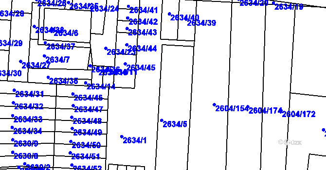 Parcela st. 2634/5 v KÚ Příbram, Katastrální mapa
