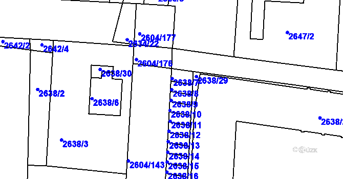 Parcela st. 2638/8 v KÚ Příbram, Katastrální mapa