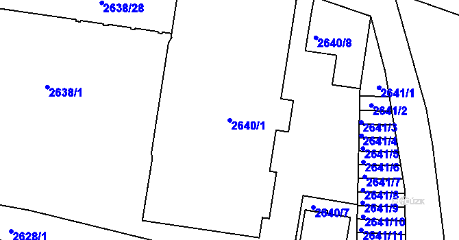 Parcela st. 2640/1 v KÚ Příbram, Katastrální mapa