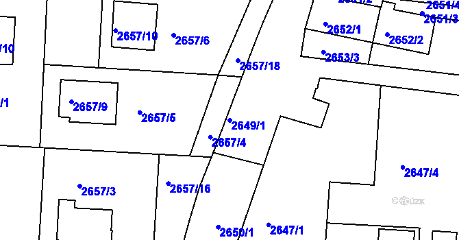 Parcela st. 2649/1 v KÚ Příbram, Katastrální mapa