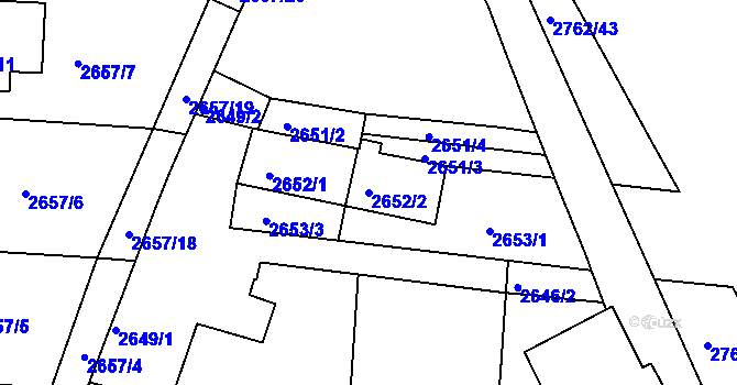 Parcela st. 2652/2 v KÚ Příbram, Katastrální mapa