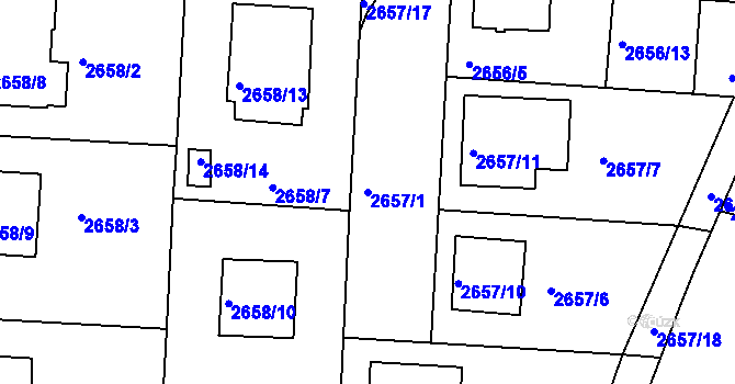 Parcela st. 2657/1 v KÚ Příbram, Katastrální mapa