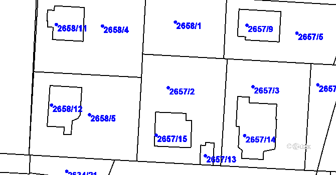 Parcela st. 2657/2 v KÚ Příbram, Katastrální mapa
