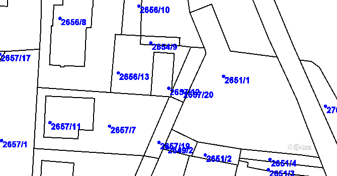 Parcela st. 2657/12 v KÚ Příbram, Katastrální mapa