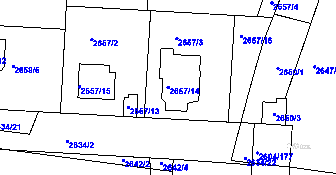 Parcela st. 2657/14 v KÚ Příbram, Katastrální mapa