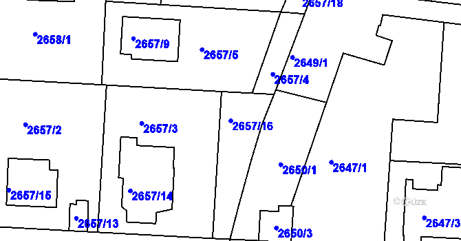 Parcela st. 2657/16 v KÚ Příbram, Katastrální mapa