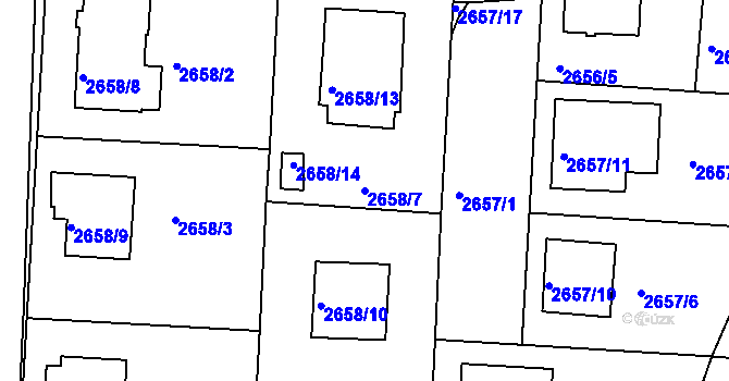 Parcela st. 2658/7 v KÚ Příbram, Katastrální mapa