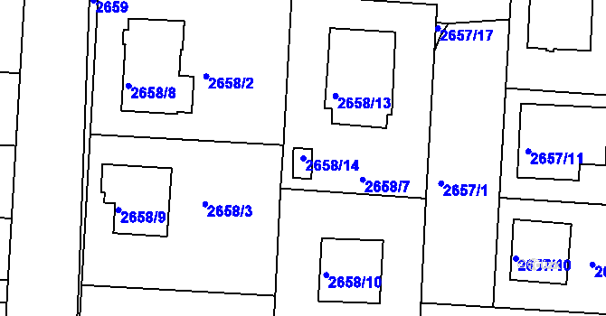 Parcela st. 2658/14 v KÚ Příbram, Katastrální mapa
