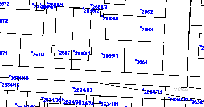 Parcela st. 2665 v KÚ Příbram, Katastrální mapa
