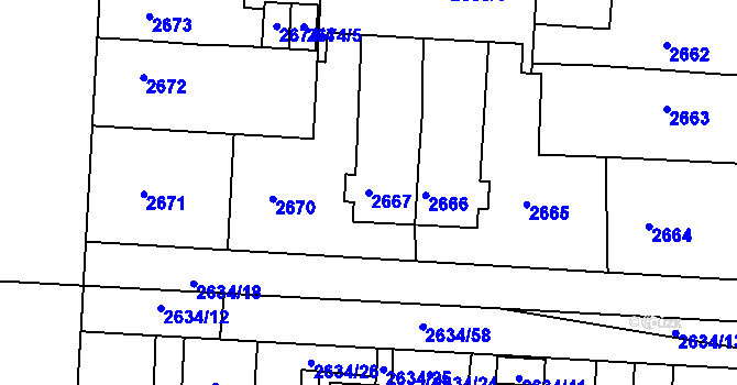 Parcela st. 2667 v KÚ Příbram, Katastrální mapa