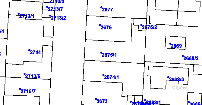 Parcela st. 2675/1 v KÚ Příbram, Katastrální mapa