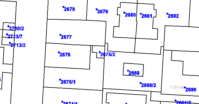 Parcela st. 2675/2 v KÚ Příbram, Katastrální mapa