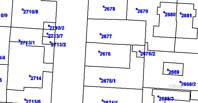 Parcela st. 2676 v KÚ Příbram, Katastrální mapa