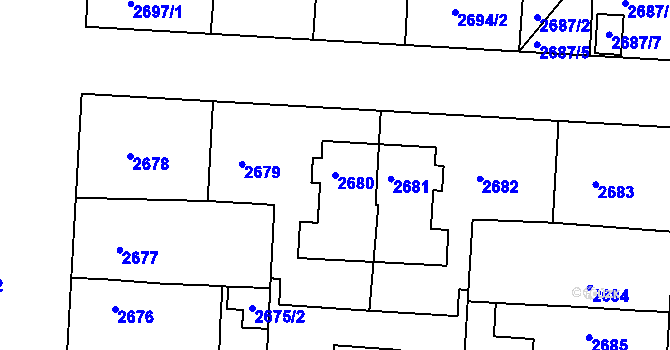 Parcela st. 2680 v KÚ Příbram, Katastrální mapa