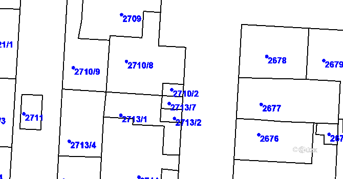 Parcela st. 2710/2 v KÚ Příbram, Katastrální mapa