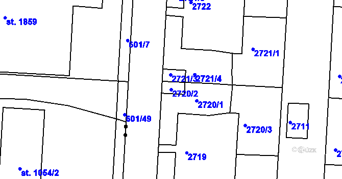 Parcela st. 2720/2 v KÚ Příbram, Katastrální mapa