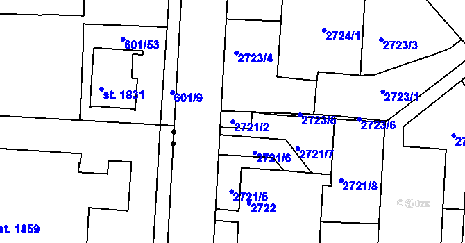 Parcela st. 2721/2 v KÚ Příbram, Katastrální mapa