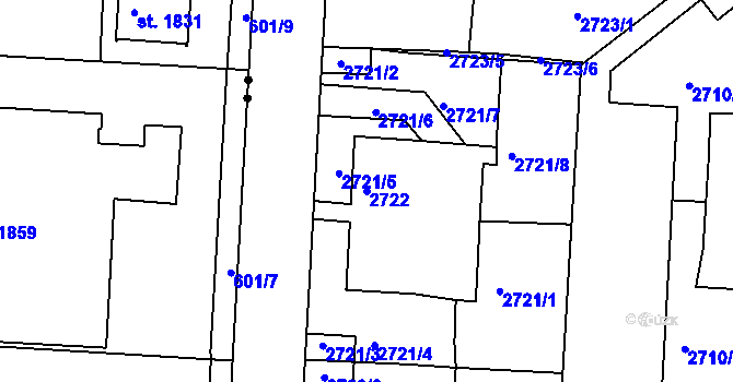 Parcela st. 2722 v KÚ Příbram, Katastrální mapa