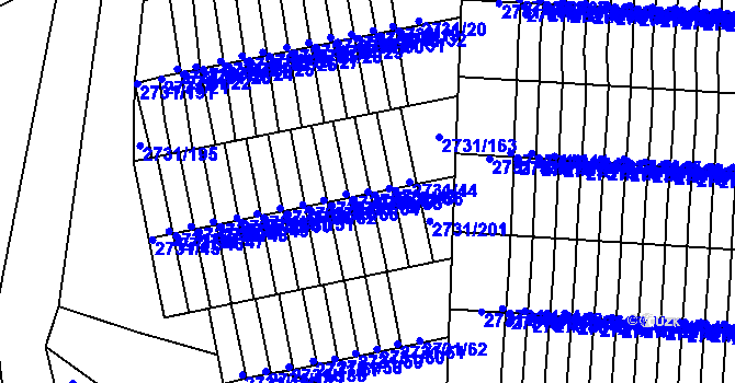 Parcela st. 2731/42 v KÚ Příbram, Katastrální mapa