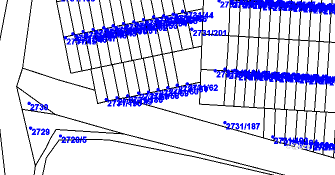 Parcela st. 2731/60 v KÚ Příbram, Katastrální mapa