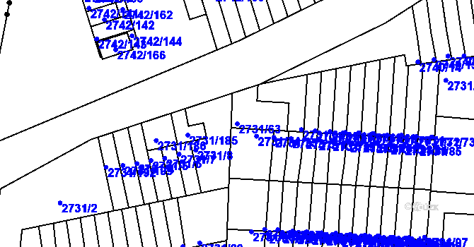 Parcela st. 2731/63 v KÚ Příbram, Katastrální mapa