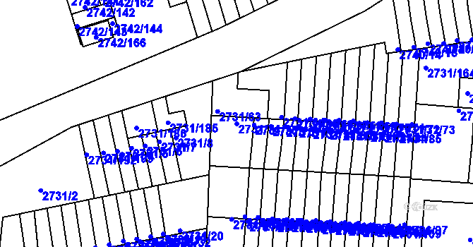 Parcela st. 2731/74 v KÚ Příbram, Katastrální mapa