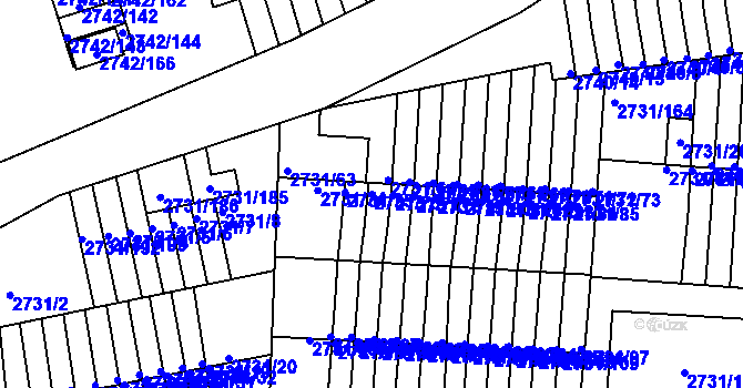 Parcela st. 2731/76 v KÚ Příbram, Katastrální mapa