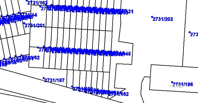 Parcela st. 2731/156 v KÚ Příbram, Katastrální mapa