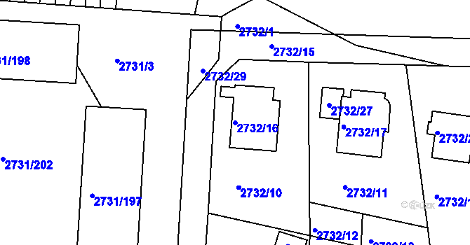 Parcela st. 2732/16 v KÚ Příbram, Katastrální mapa