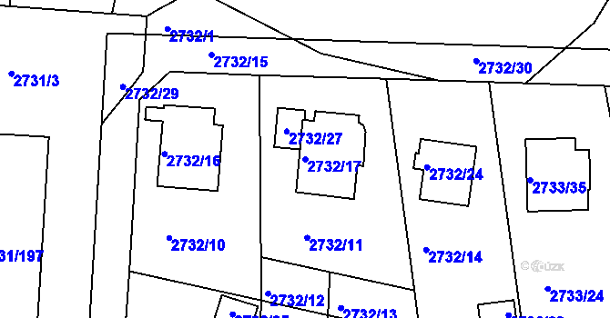 Parcela st. 2732/17 v KÚ Příbram, Katastrální mapa