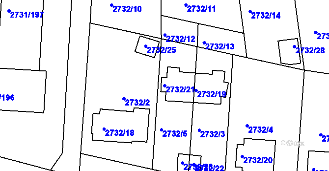 Parcela st. 2732/21 v KÚ Příbram, Katastrální mapa