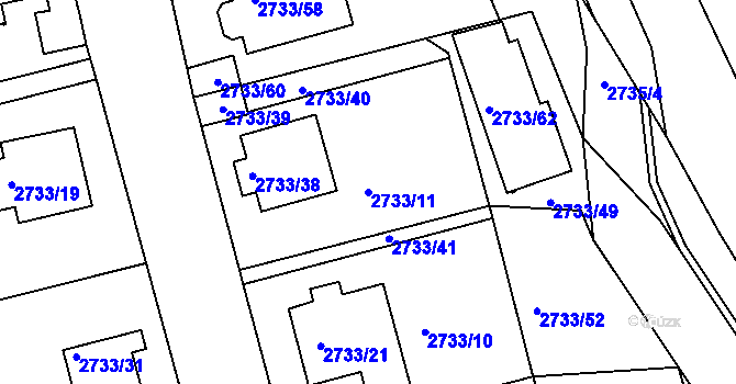 Parcela st. 2733/11 v KÚ Příbram, Katastrální mapa
