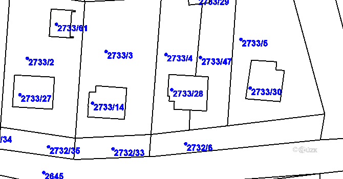 Parcela st. 2733/28 v KÚ Příbram, Katastrální mapa