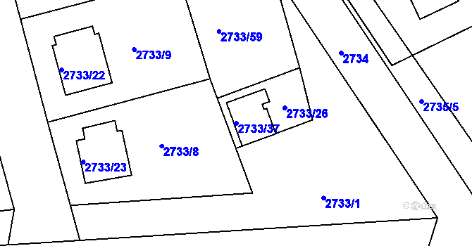 Parcela st. 2733/37 v KÚ Příbram, Katastrální mapa
