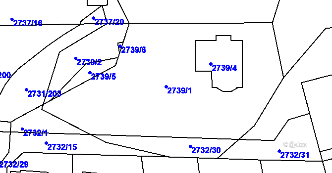 Parcela st. 2739/1 v KÚ Příbram, Katastrální mapa