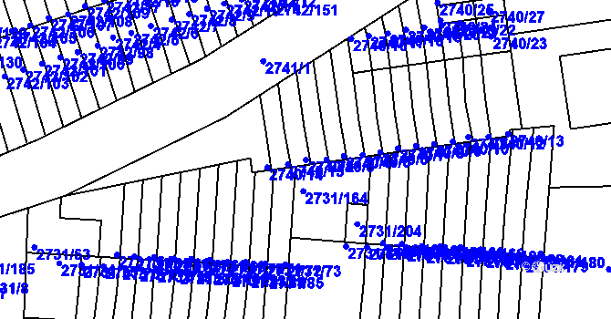 Parcela st. 2740/2 v KÚ Příbram, Katastrální mapa