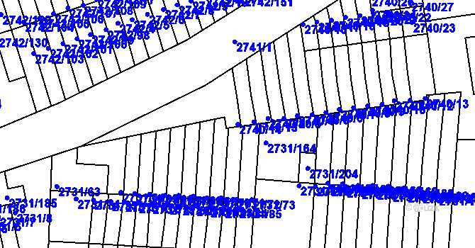 Parcela st. 2740/14 v KÚ Příbram, Katastrální mapa
