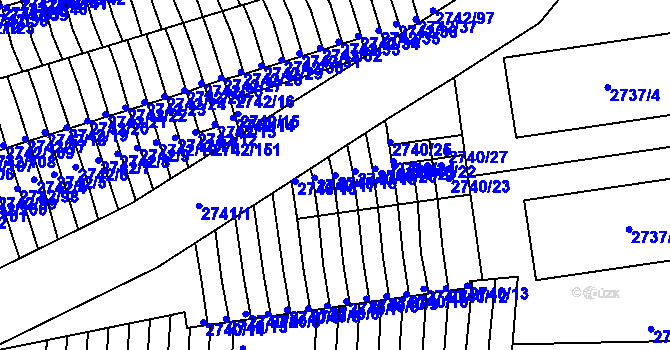 Parcela st. 2740/18 v KÚ Příbram, Katastrální mapa
