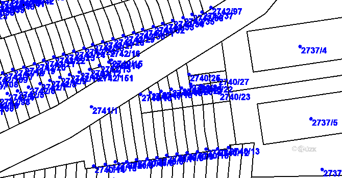 Parcela st. 2740/19 v KÚ Příbram, Katastrální mapa