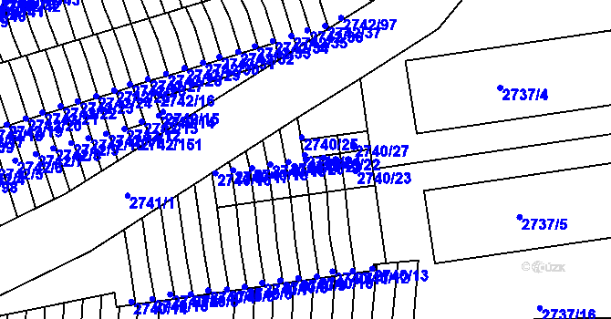 Parcela st. 2740/21 v KÚ Příbram, Katastrální mapa