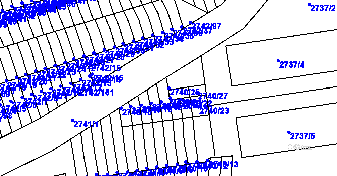 Parcela st. 2740/25 v KÚ Příbram, Katastrální mapa