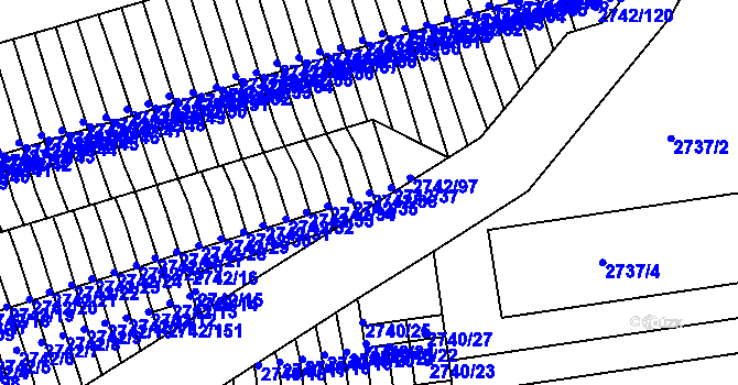 Parcela st. 2742/36 v KÚ Příbram, Katastrální mapa