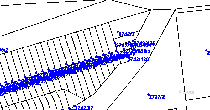 Parcela st. 2742/65 v KÚ Příbram, Katastrální mapa