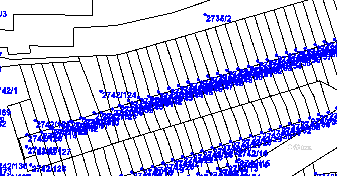 Parcela st. 2742/72 v KÚ Příbram, Katastrální mapa