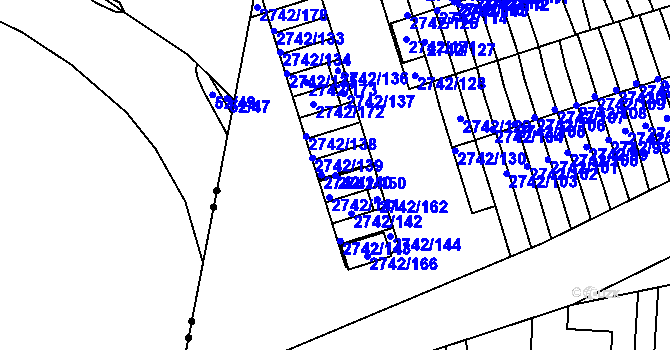 Parcela st. 2742/150 v KÚ Příbram, Katastrální mapa