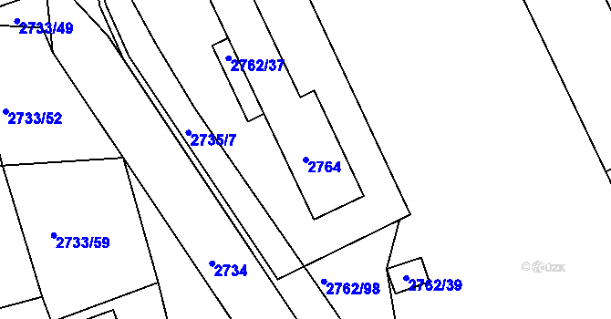 Parcela st. 2764 v KÚ Příbram, Katastrální mapa