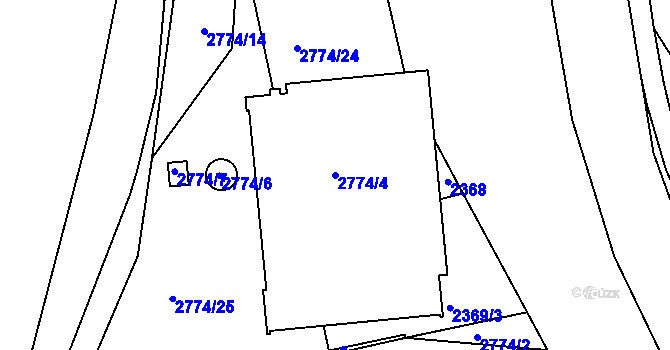 Parcela st. 2774/4 v KÚ Příbram, Katastrální mapa