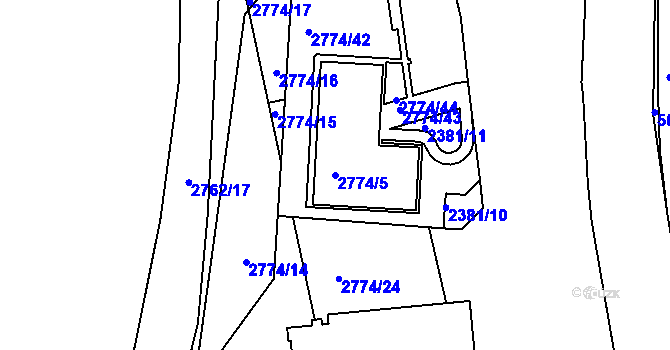 Parcela st. 2774/5 v KÚ Příbram, Katastrální mapa