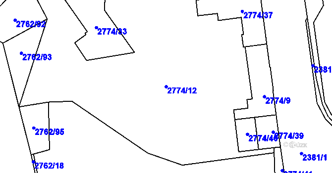 Parcela st. 2774/12 v KÚ Příbram, Katastrální mapa