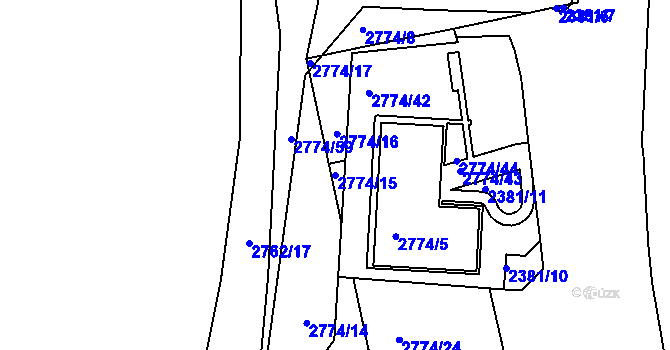 Parcela st. 2774/15 v KÚ Příbram, Katastrální mapa